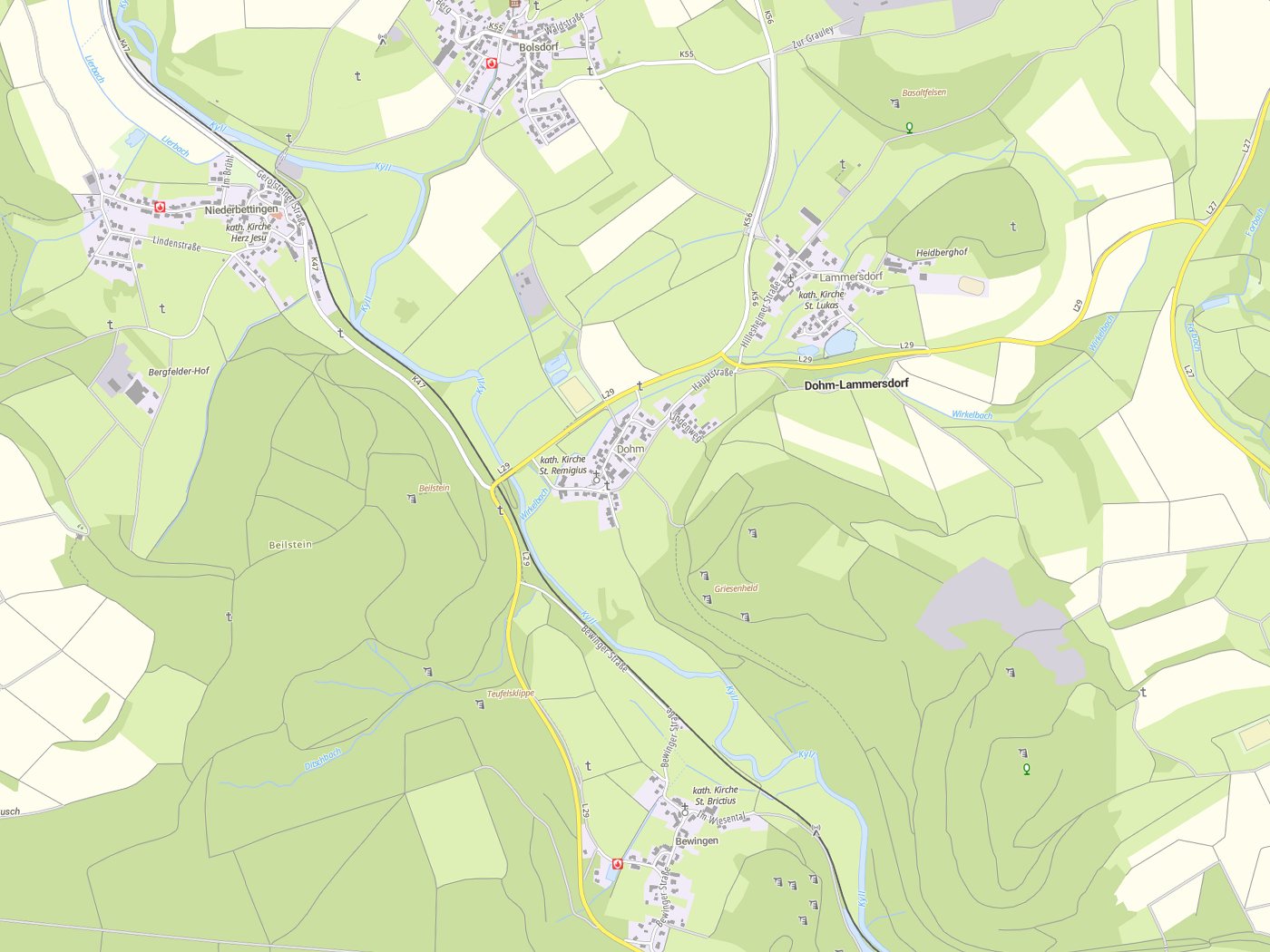 Kartenausschnitt Dohm-Lammersdorf mit Gewässern
