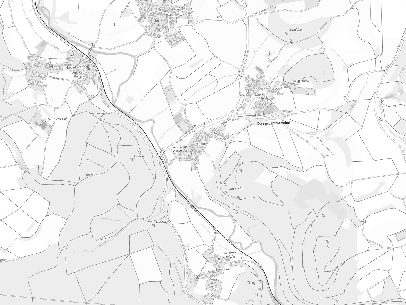 Kartenausschnitt Dohm-Lammersdorf mit Gewässern