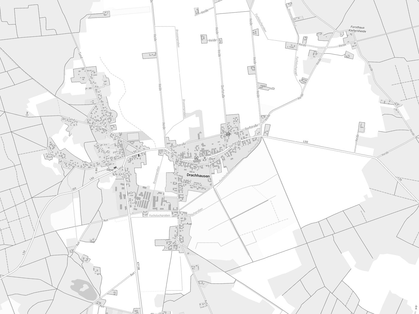 Kartenausschnitt Drachhausen/Hochoza mit Gewässern