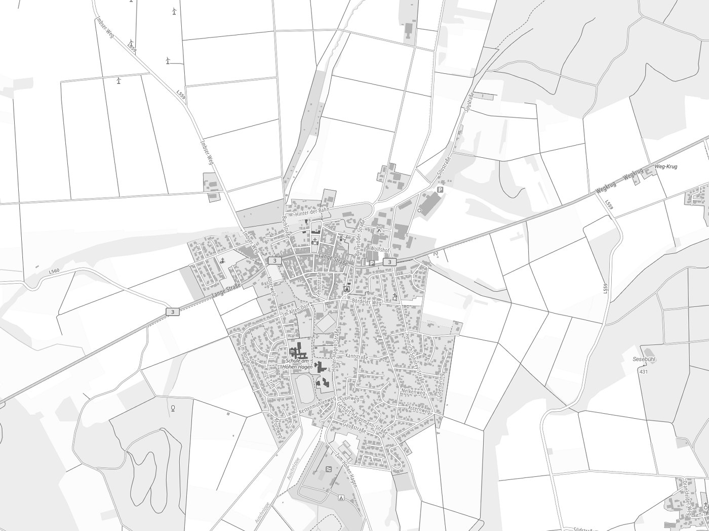Kartenausschnitt Dransfeld mit Gewässern