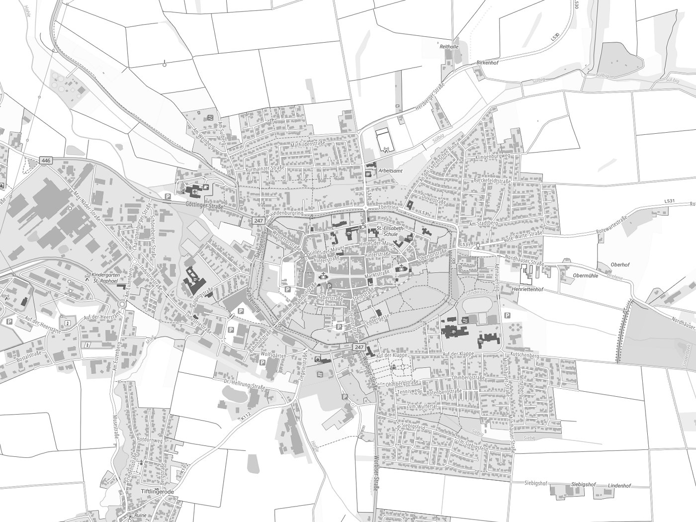 Kartenausschnitt Duderstadt mit Gewässern