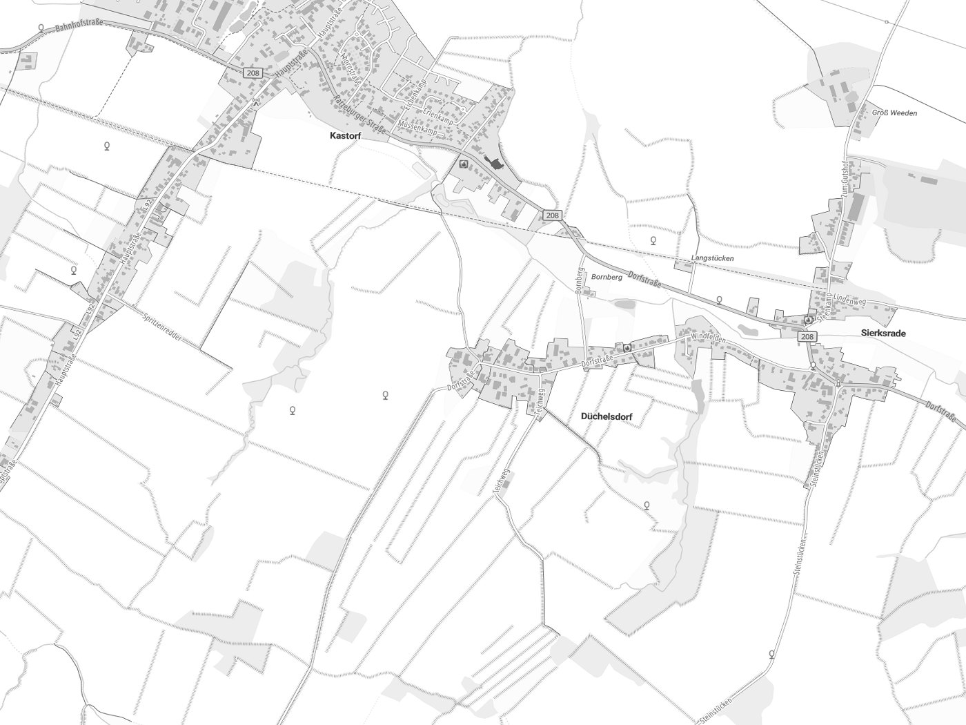 Kartenausschnitt Düchelsdorf mit Gewässern