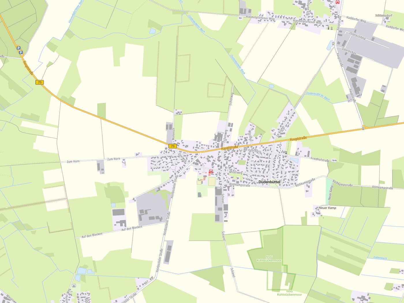Kartenausschnitt Düdenbüttel mit Gewässern