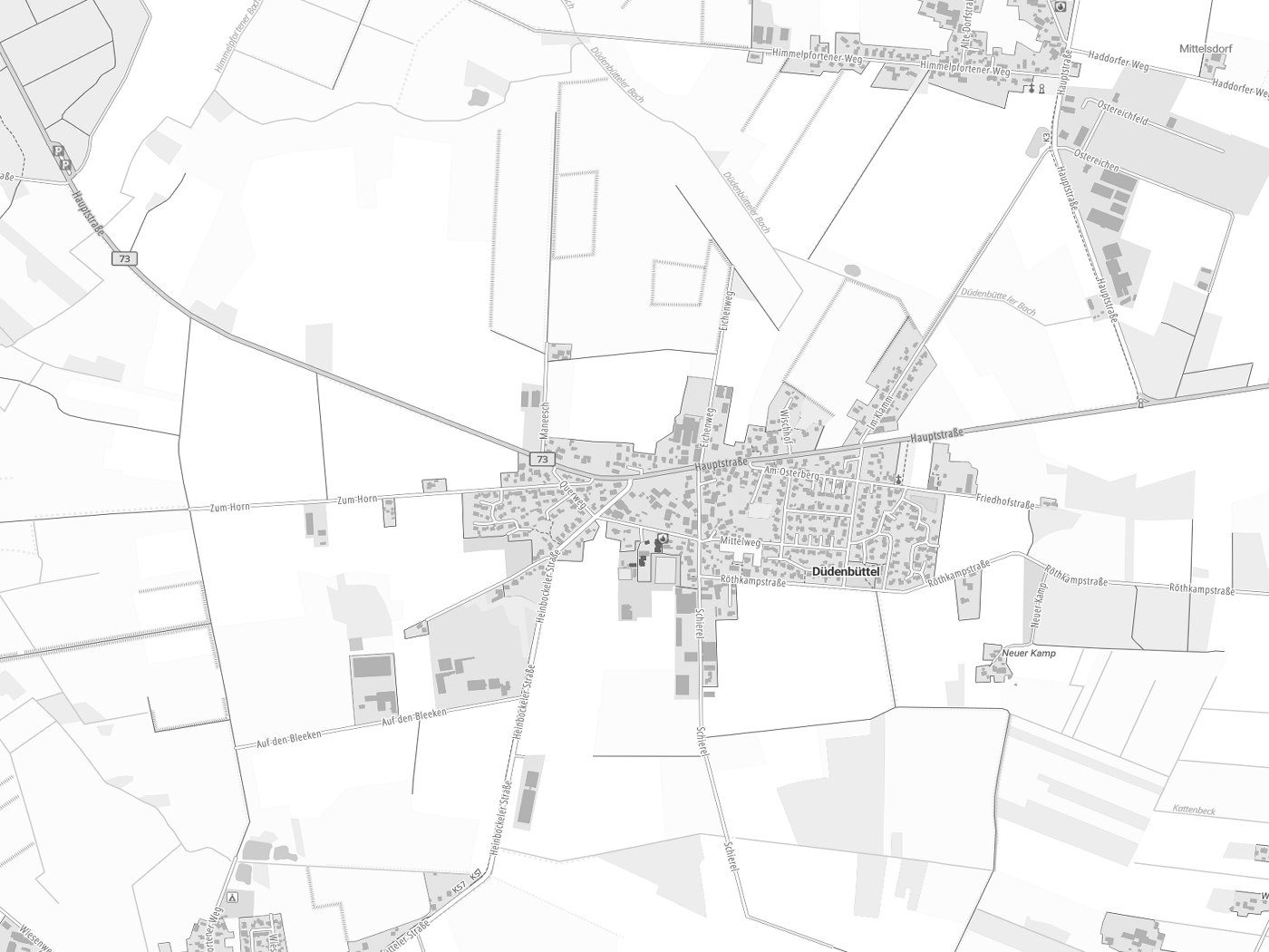Kartenausschnitt Düdenbüttel mit Gewässern