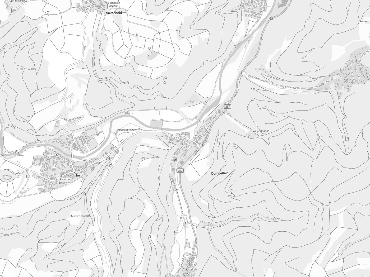 Kartenausschnitt Dümpelfeld mit Gewässern