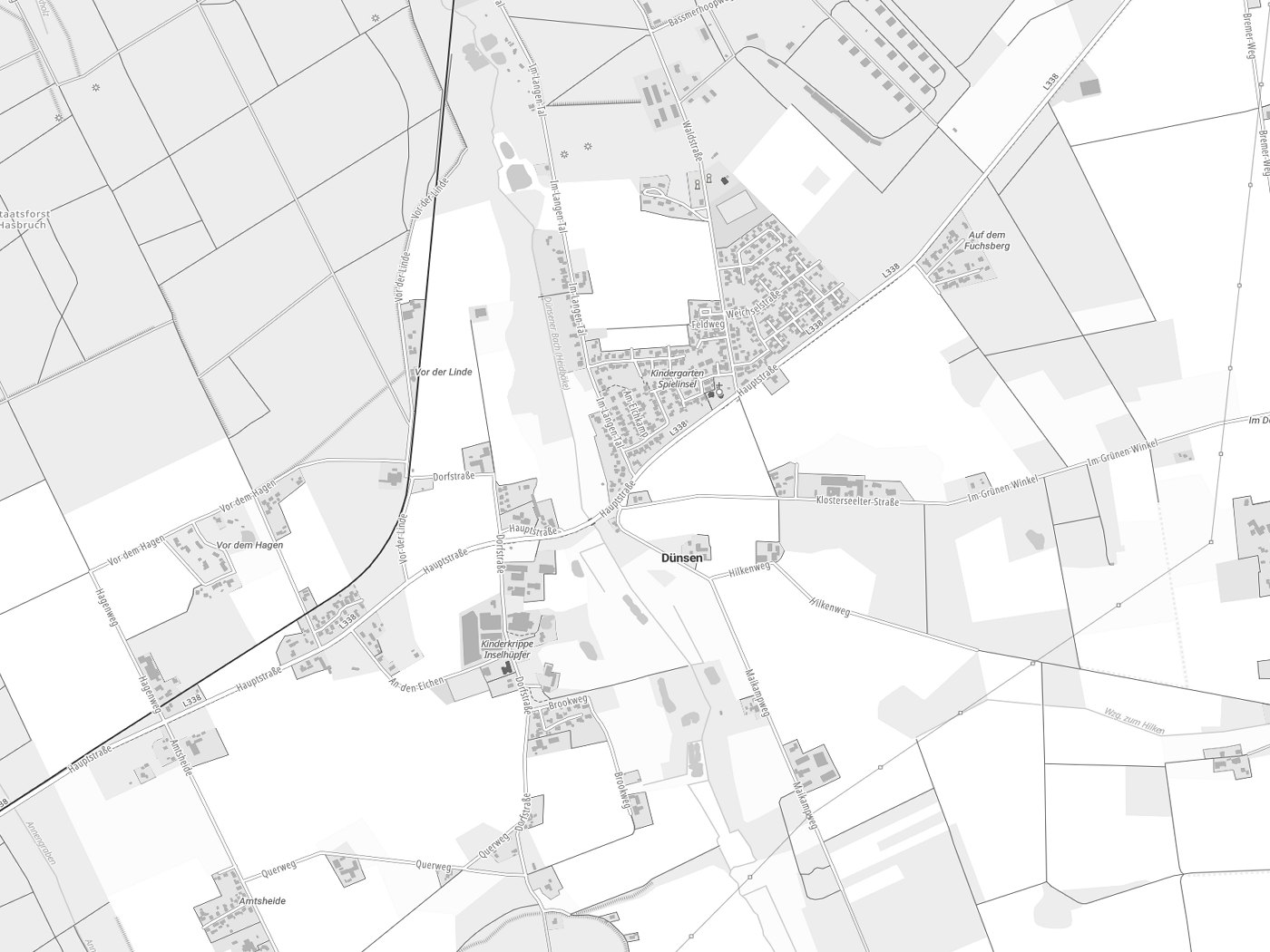 Kartenausschnitt Dünsen mit Gewässern