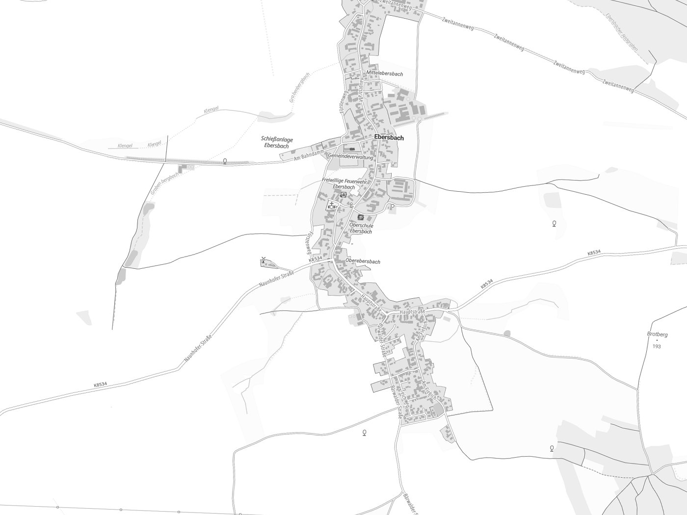 Kartenausschnitt Ebersbach mit Gewässern