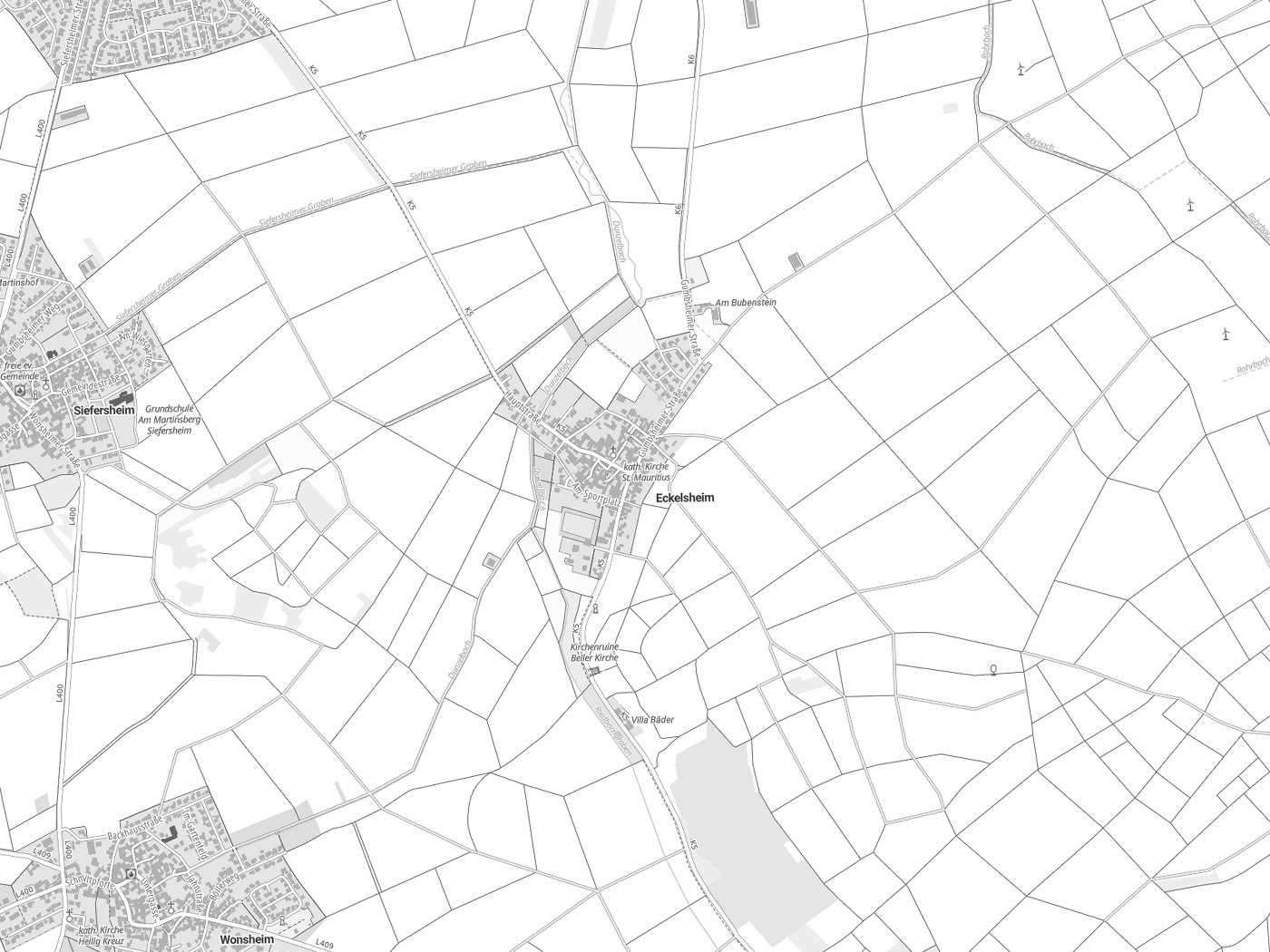 Kartenausschnitt Eckelsheim mit Gewässern