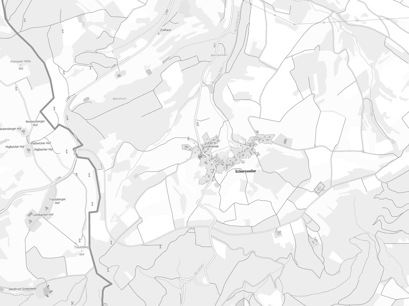 Kartenausschnitt Eckersweiler mit Gewässern