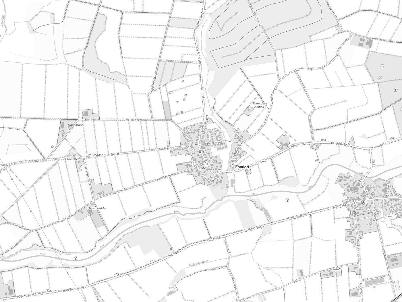 Kartenausschnitt Ehndorf mit Gewässern