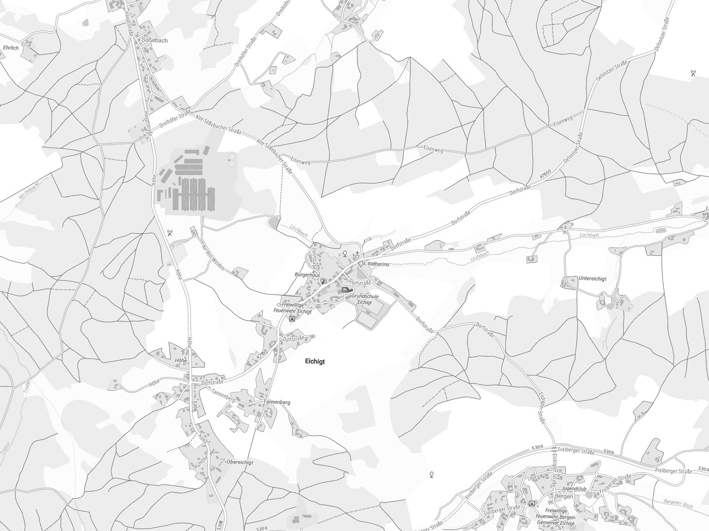 Kartenausschnitt Eichigt mit Gewässern