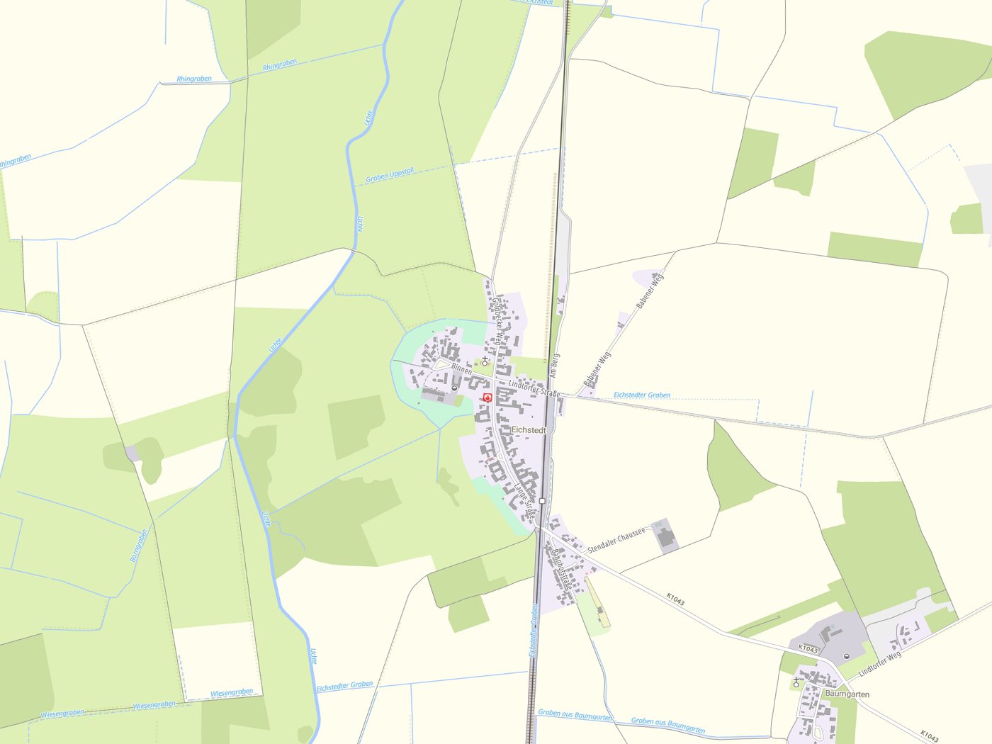 Kartenausschnitt Eichstedt (Altmark) mit Gewässern
