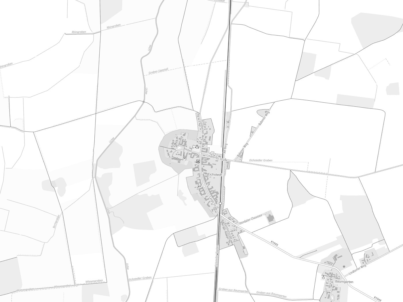 Kartenausschnitt Eichstedt (Altmark) mit Gewässern