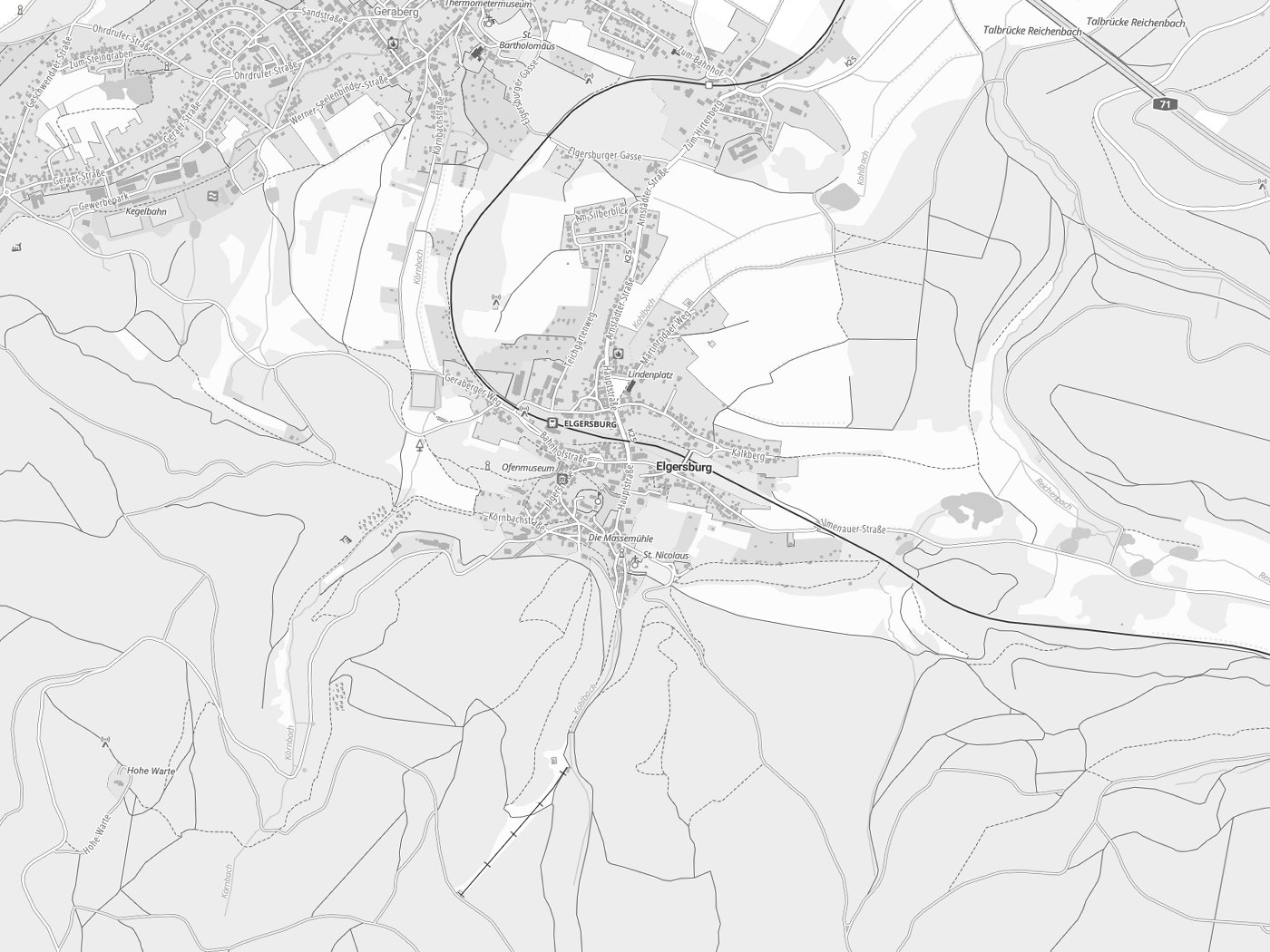 Kartenausschnitt Elgersburg mit Gewässern