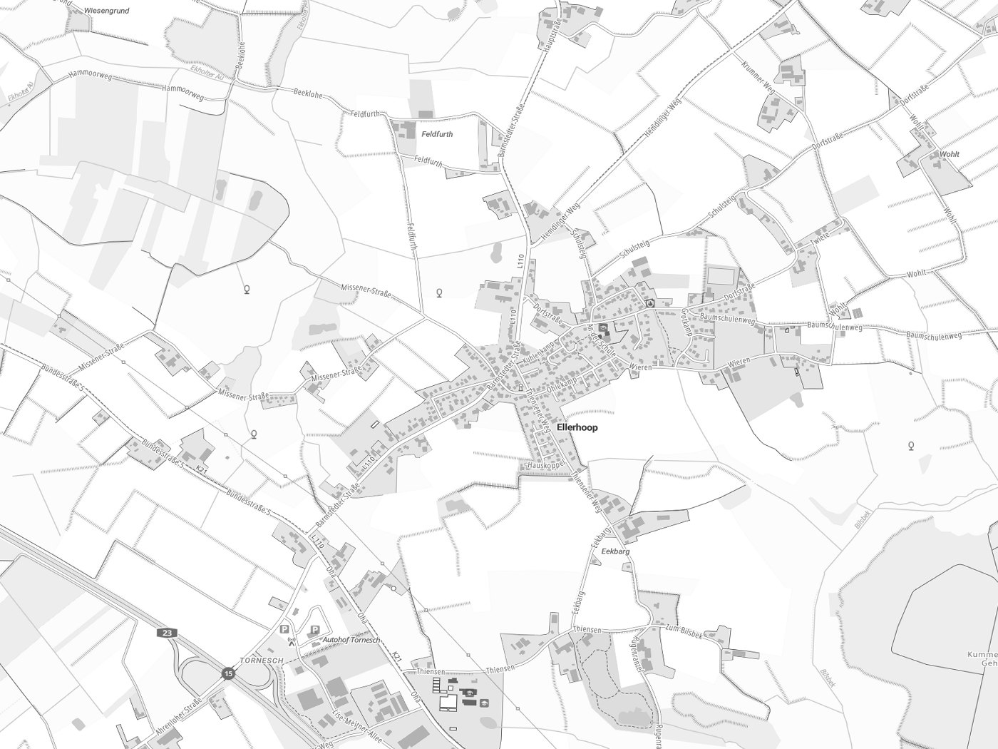 Kartenausschnitt Ellerhoop mit Gewässern
