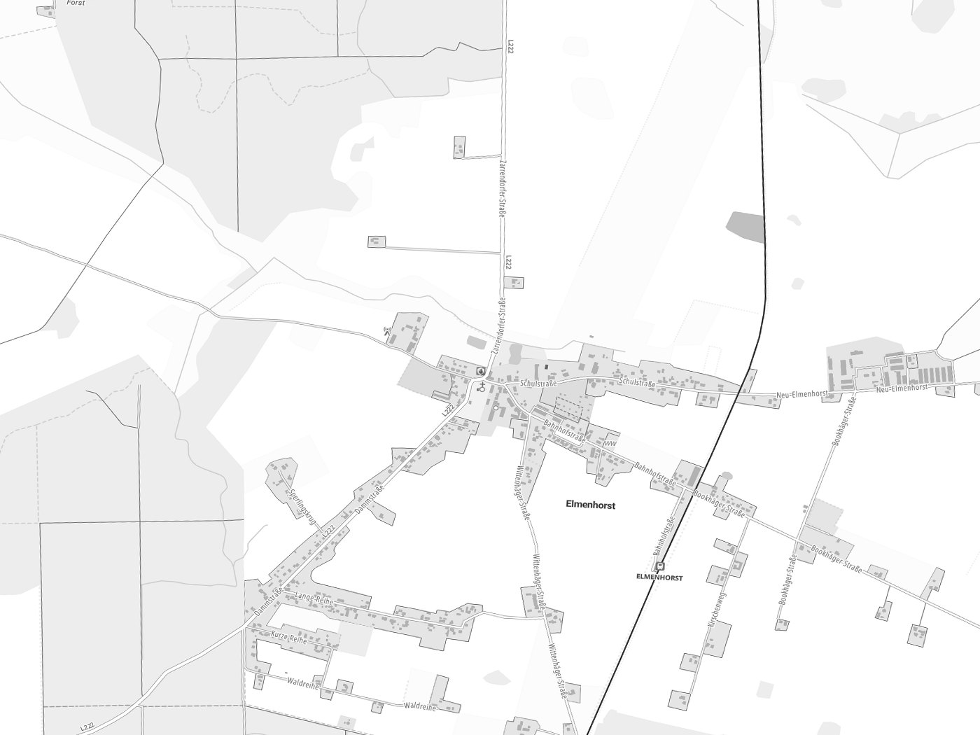 Kartenausschnitt Elmenhorst mit Gewässern