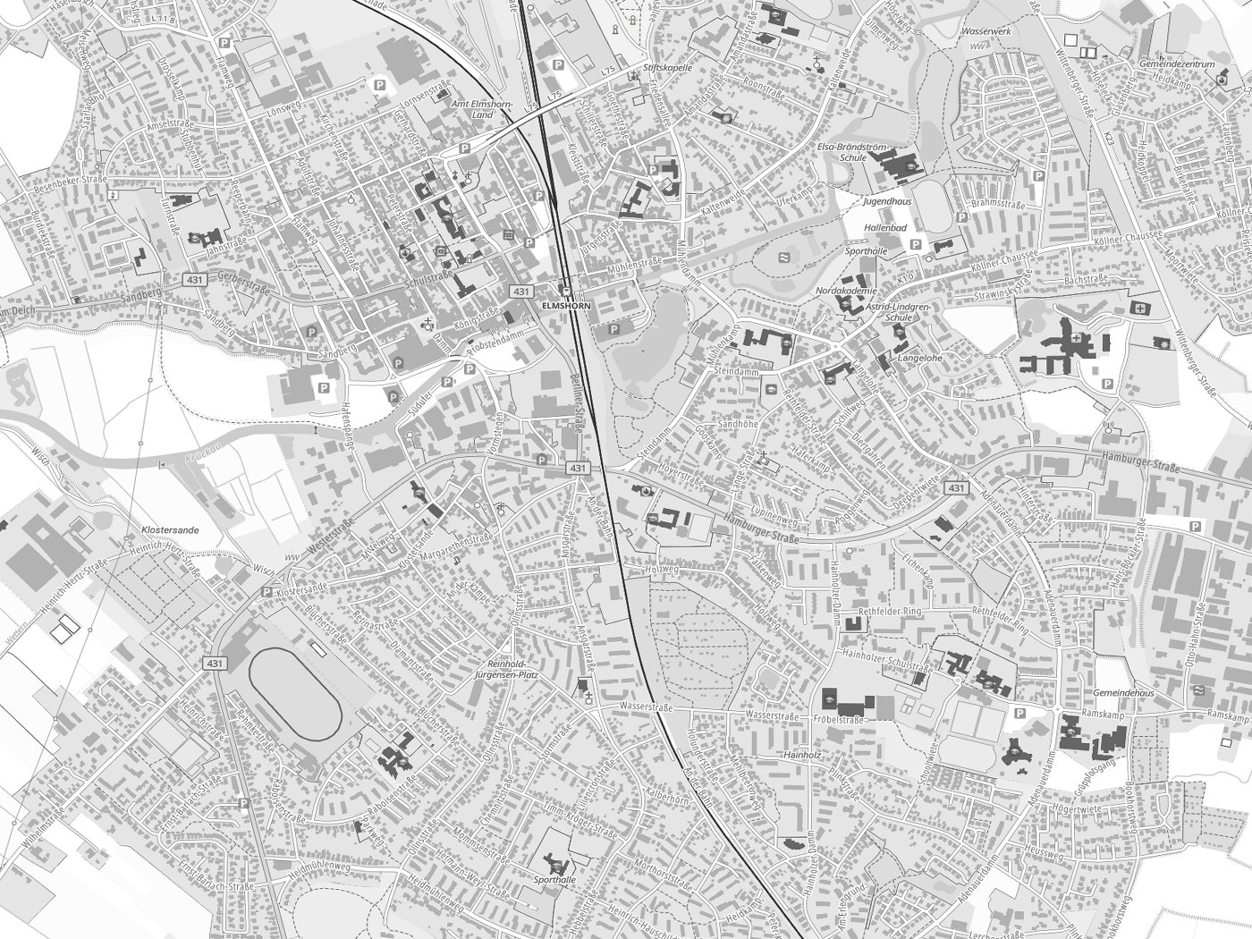 Kartenausschnitt Elmshorn mit Gewässern