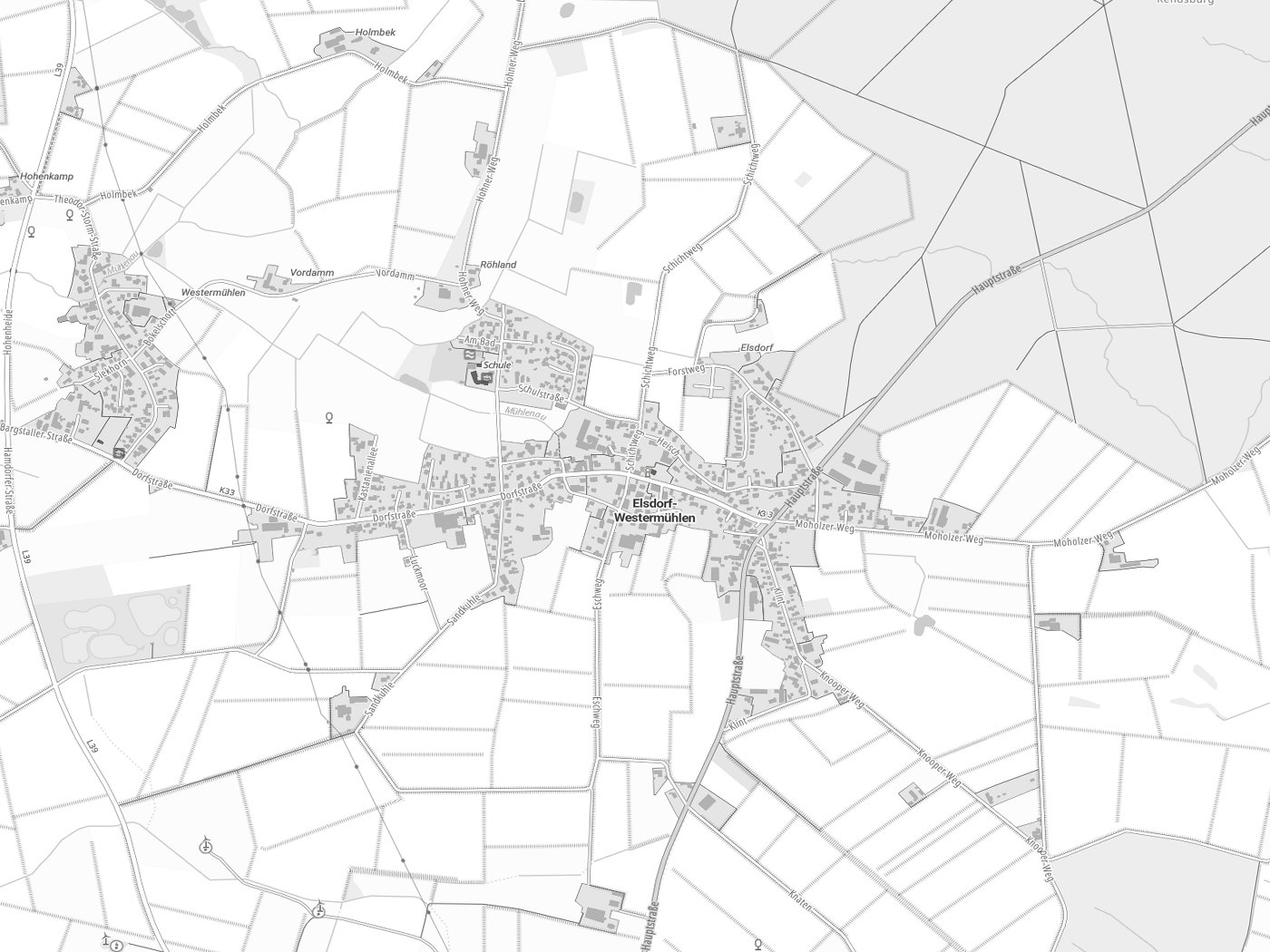 Kartenausschnitt Elsdorf-Westermühlen mit Gewässern