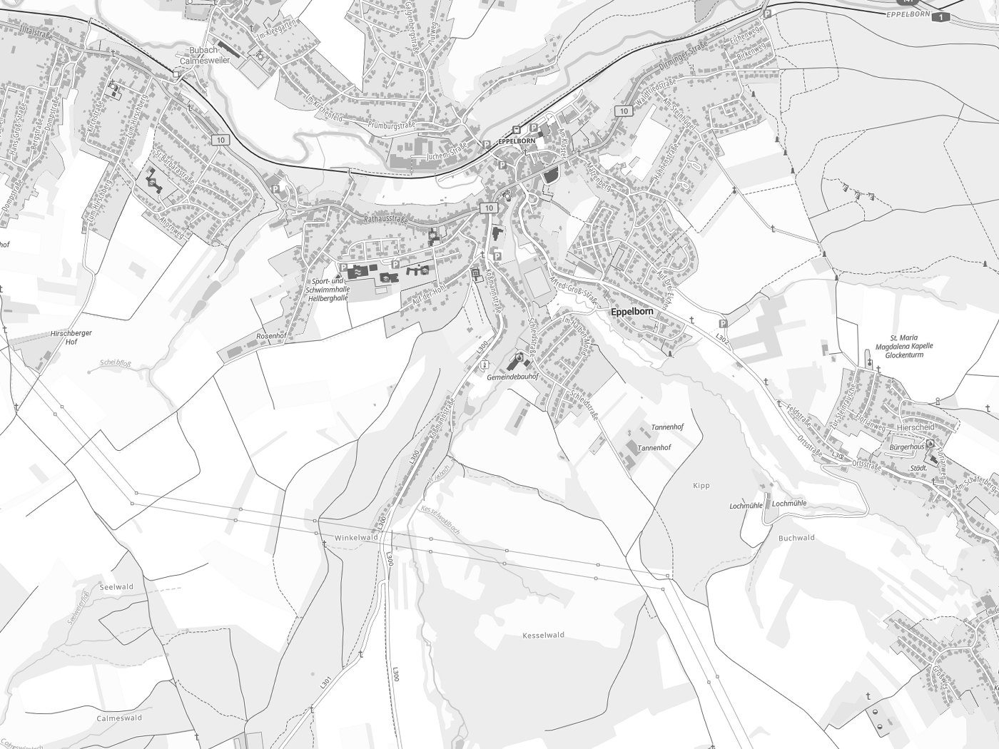 Kartenausschnitt Eppelborn mit Gewässern