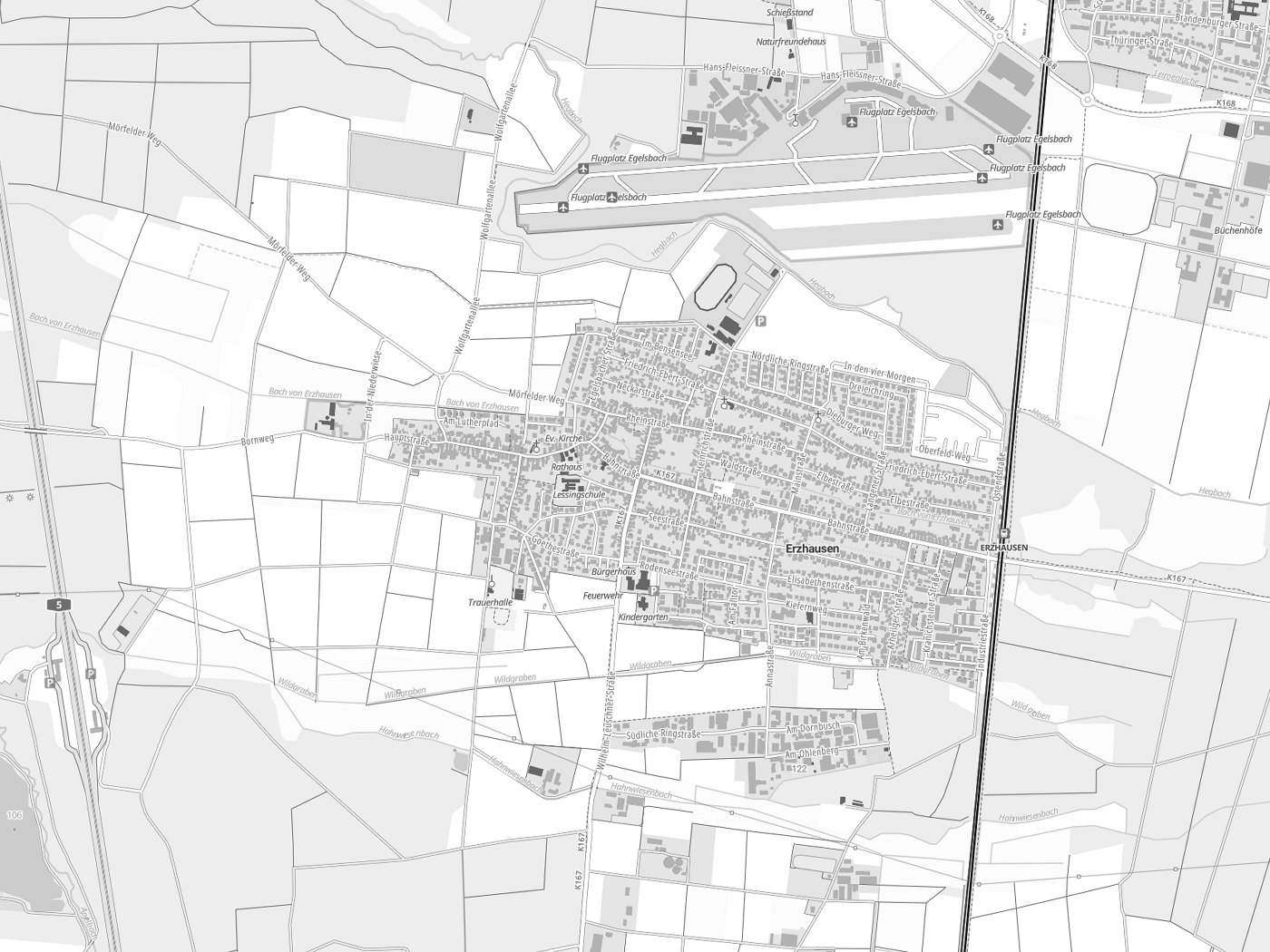 Kartenausschnitt Erzhausen mit Gewässern