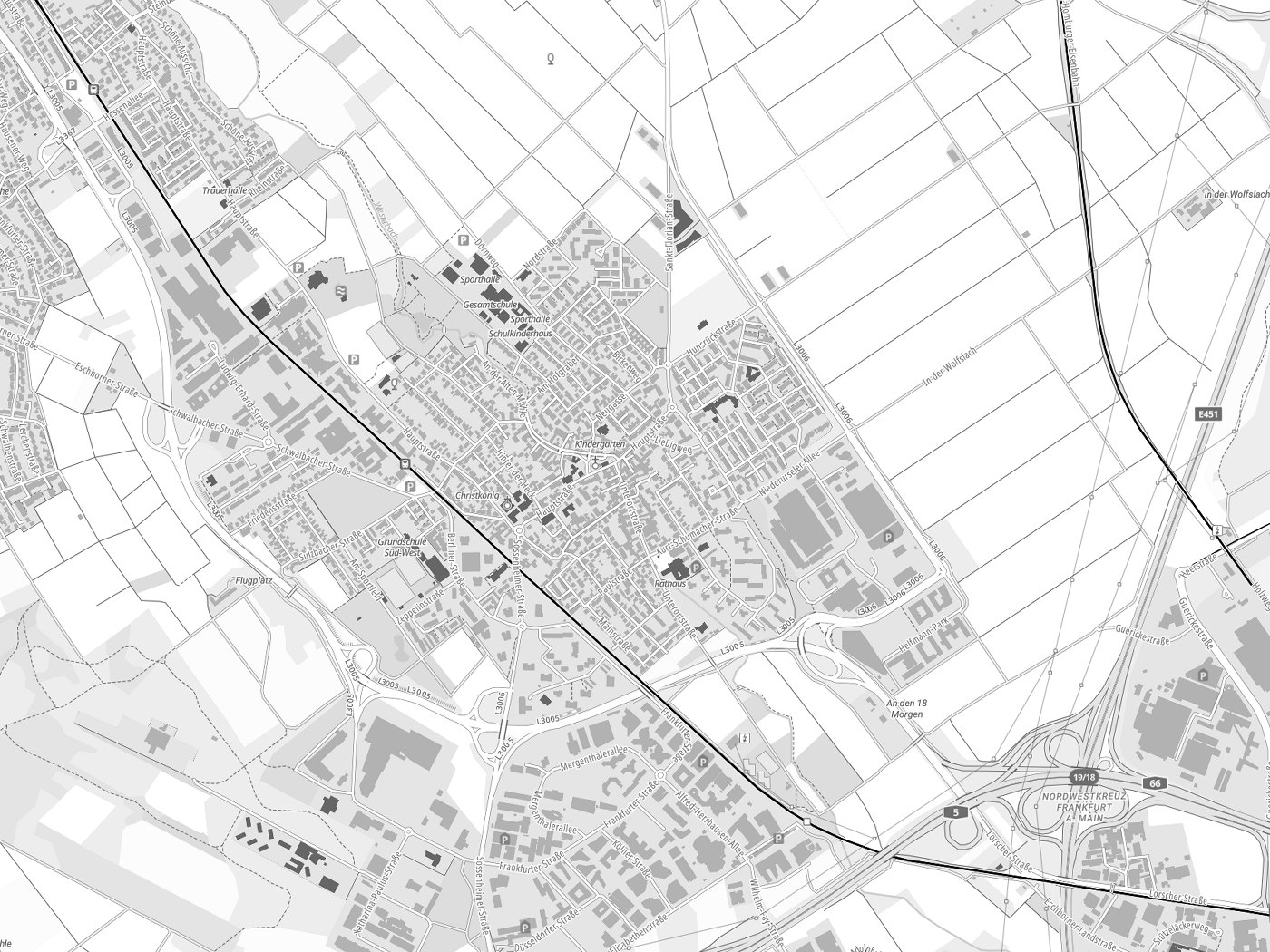 Kartenausschnitt Eschborn mit Gewässern