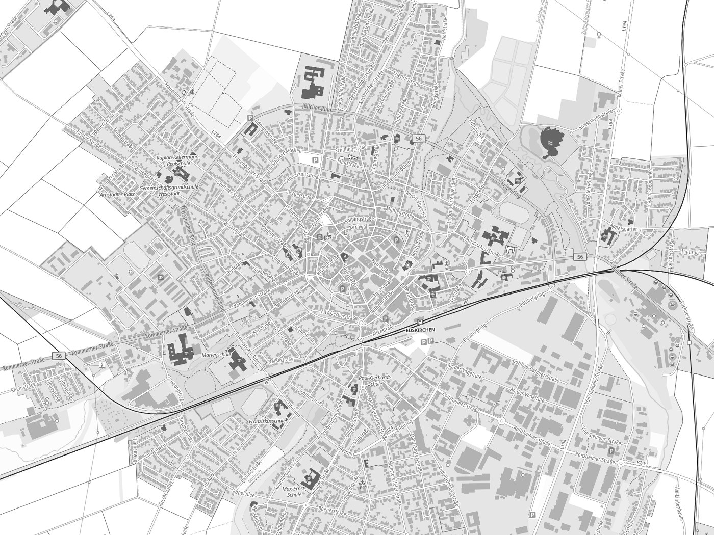 Kartenausschnitt Euskirchen mit Gewässern
