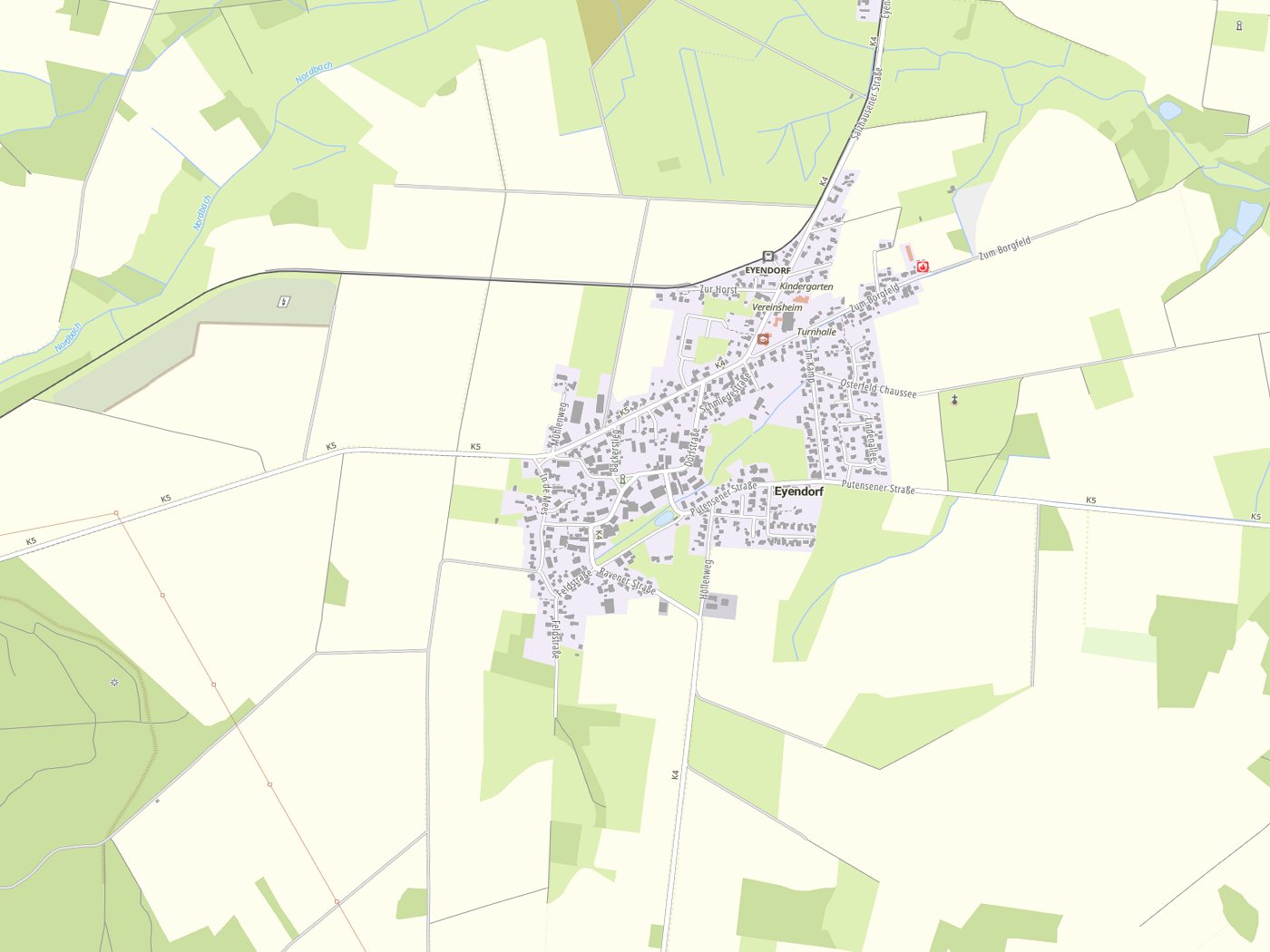 Kartenausschnitt Eyendorf mit Gewässern