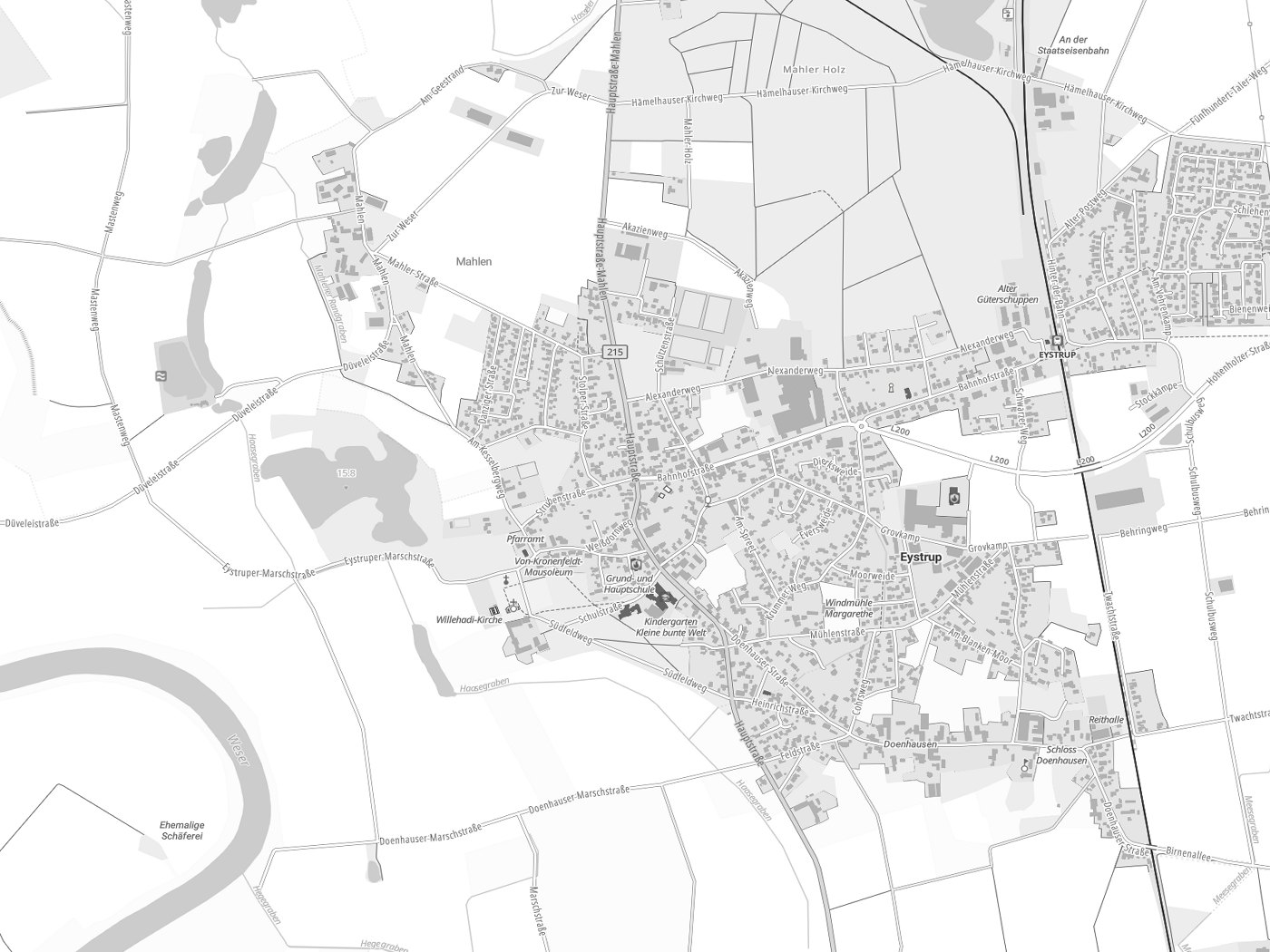 Kartenausschnitt Eystrup mit Gewässern
