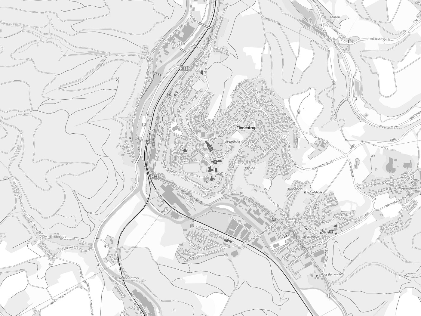 Kartenausschnitt Finnentrop mit Gewässern