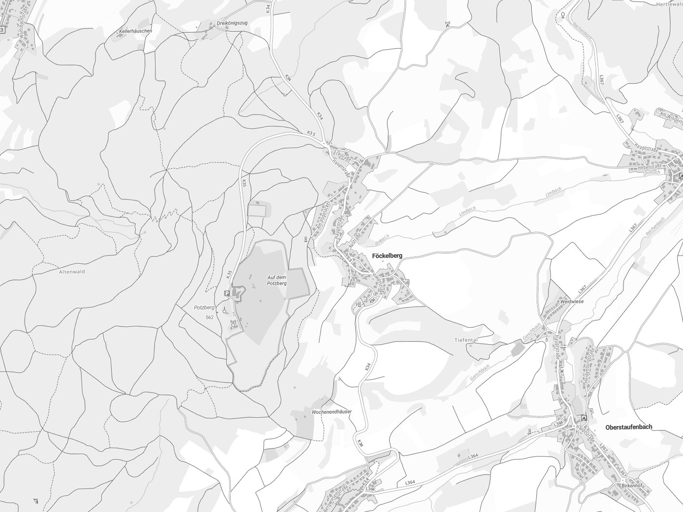 Kartenausschnitt Föckelberg mit Gewässern