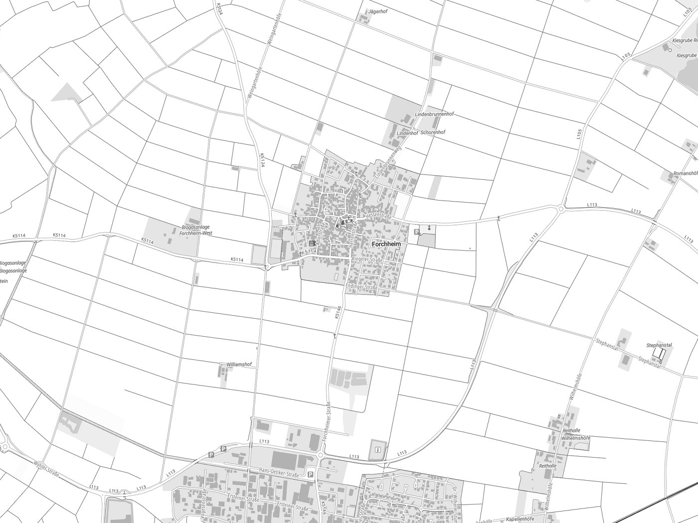 Kartenausschnitt Forchheim mit Gewässern