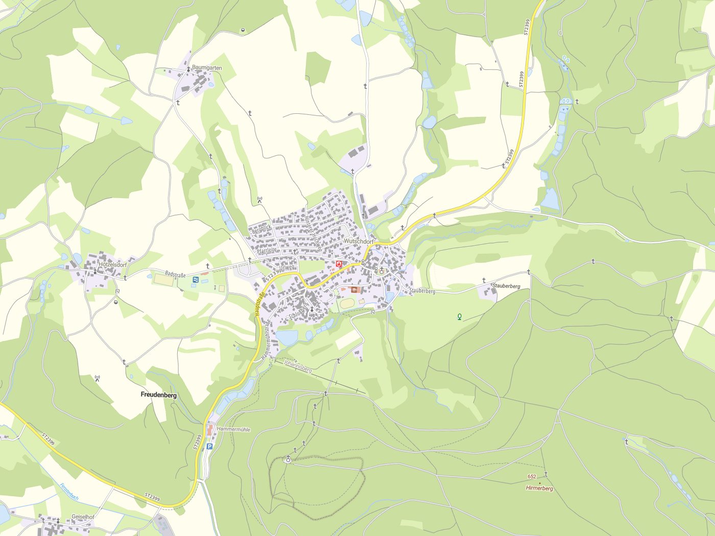 Kartenausschnitt Freudenberg mit Gewässern