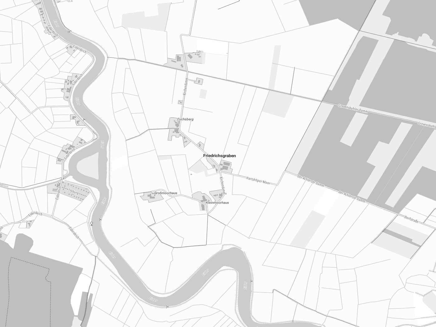 Kartenausschnitt Friedrichsgraben mit Gewässern