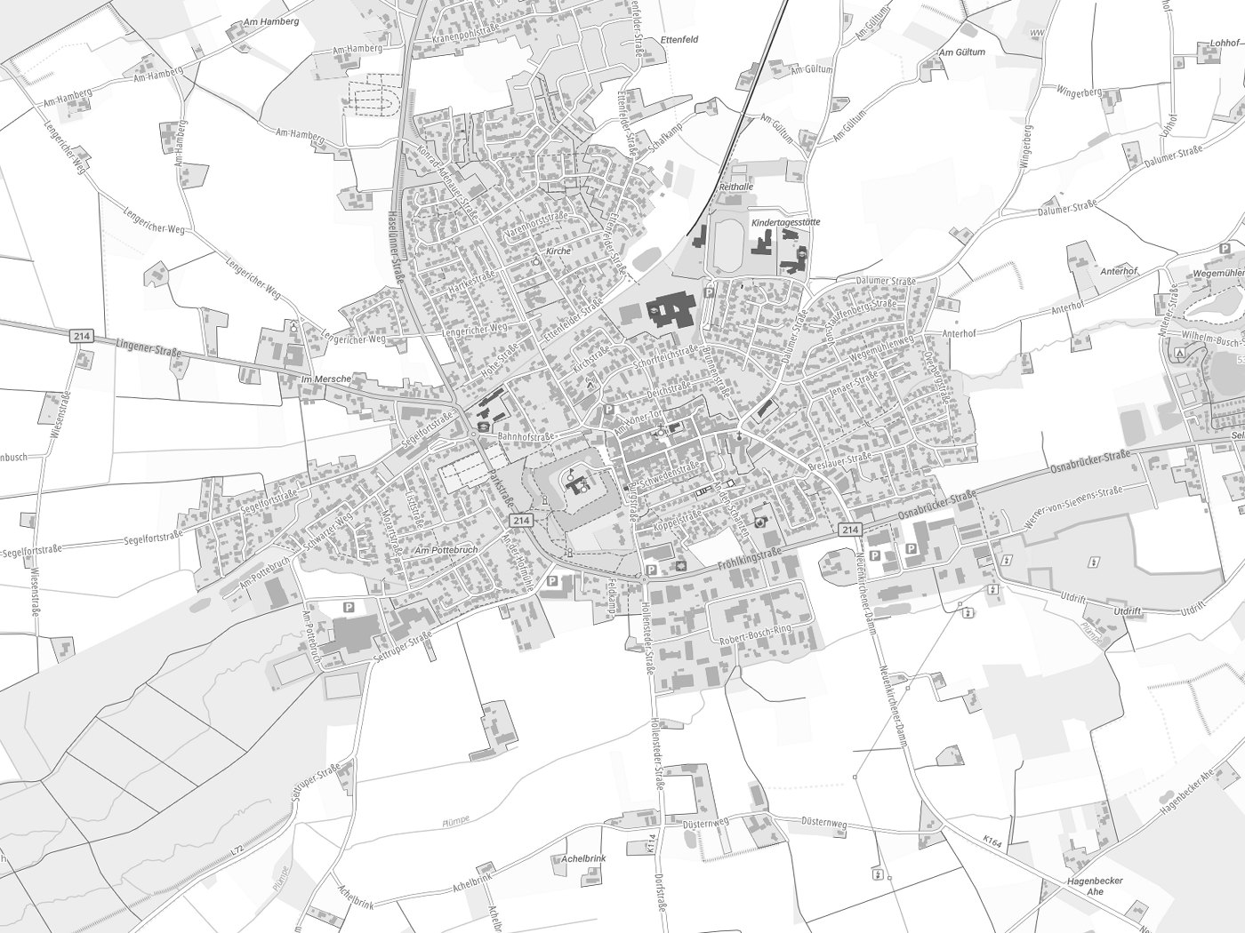 Kartenausschnitt Fürstenau mit Gewässern