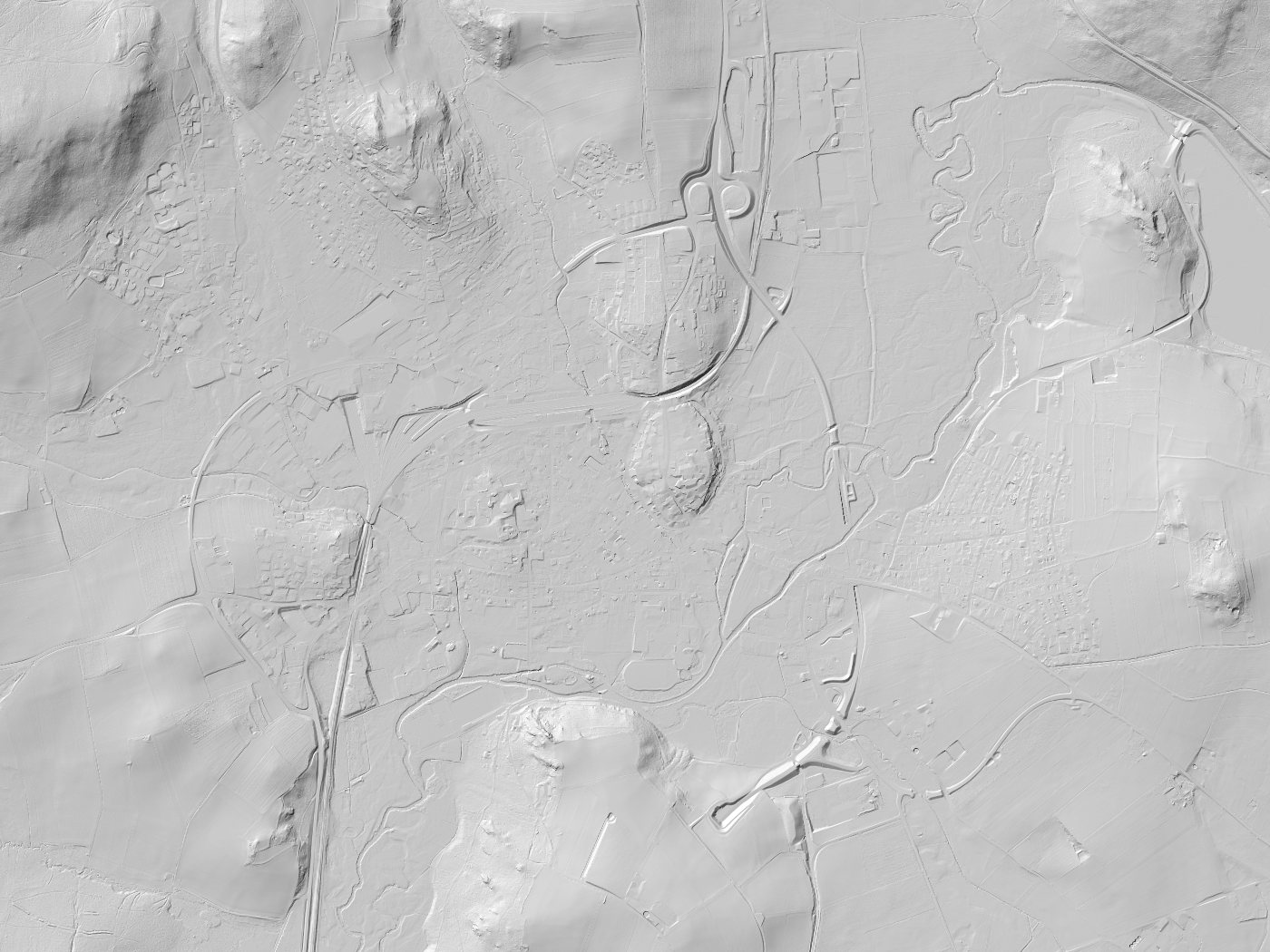 Geländeschummerung von Furth im Wald