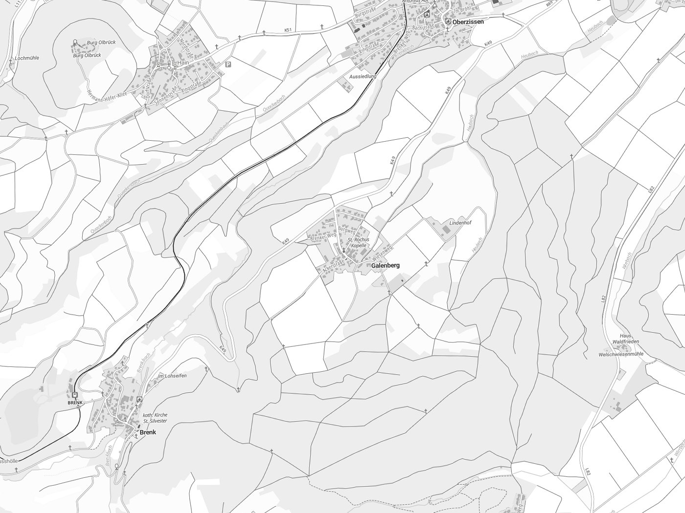 Kartenausschnitt Galenberg mit Gewässern
