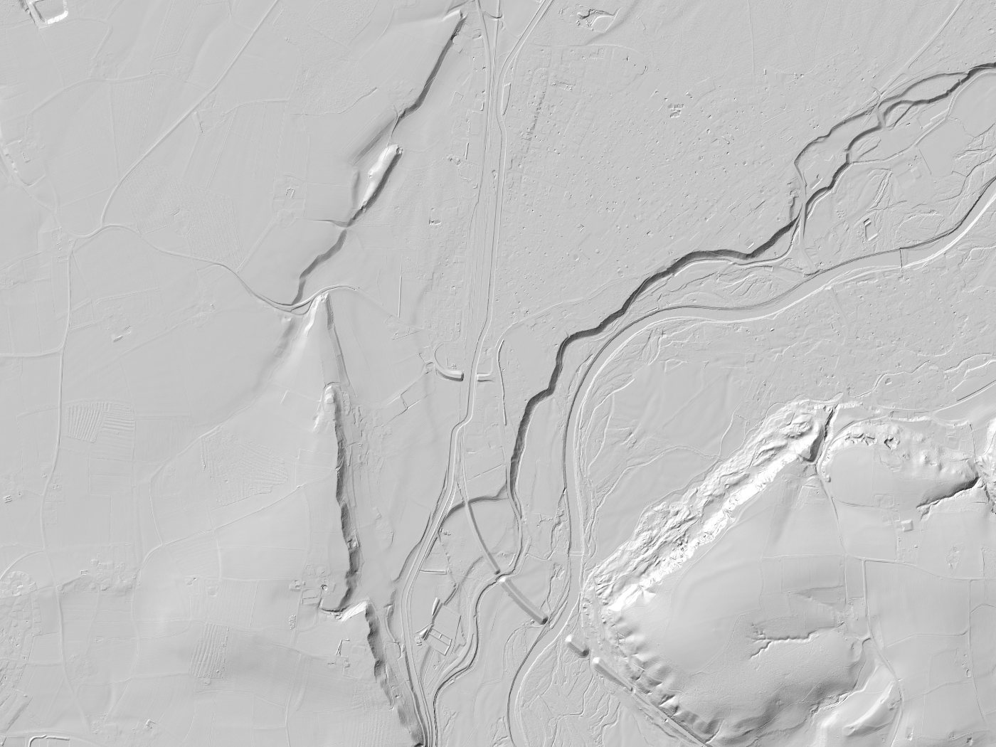 Geländeschummerung von Garching a.d.Alz