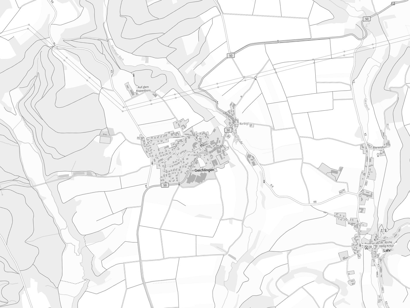 Kartenausschnitt Geichlingen mit Gewässern