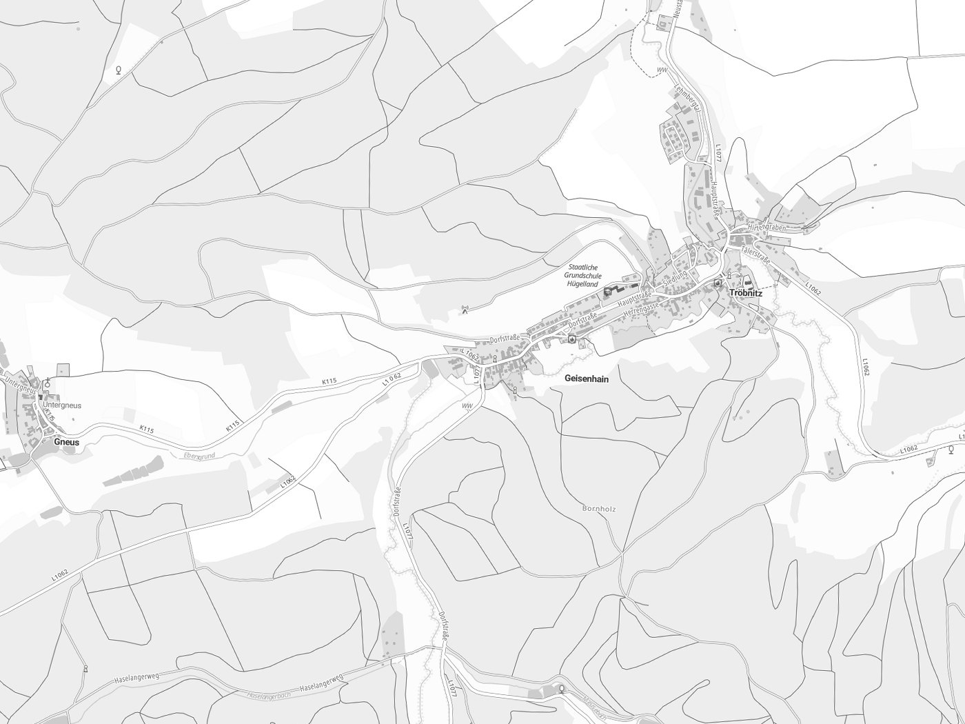 Kartenausschnitt Geisenhain mit Gewässern