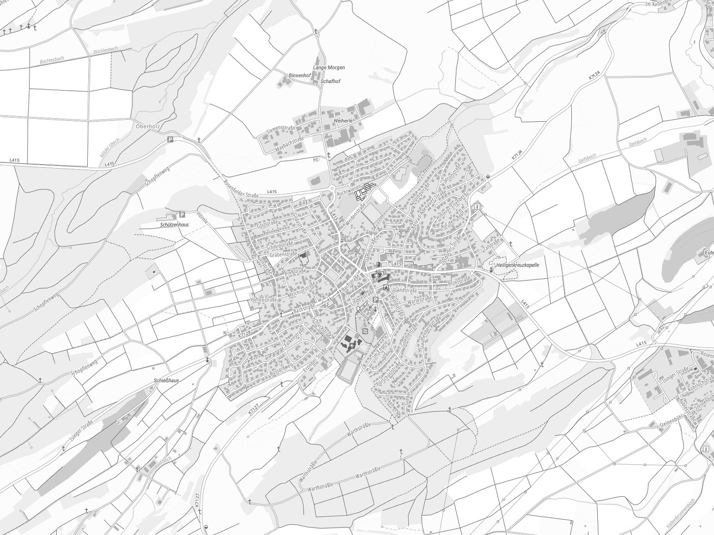 Kartenausschnitt Geislingen mit Gewässern