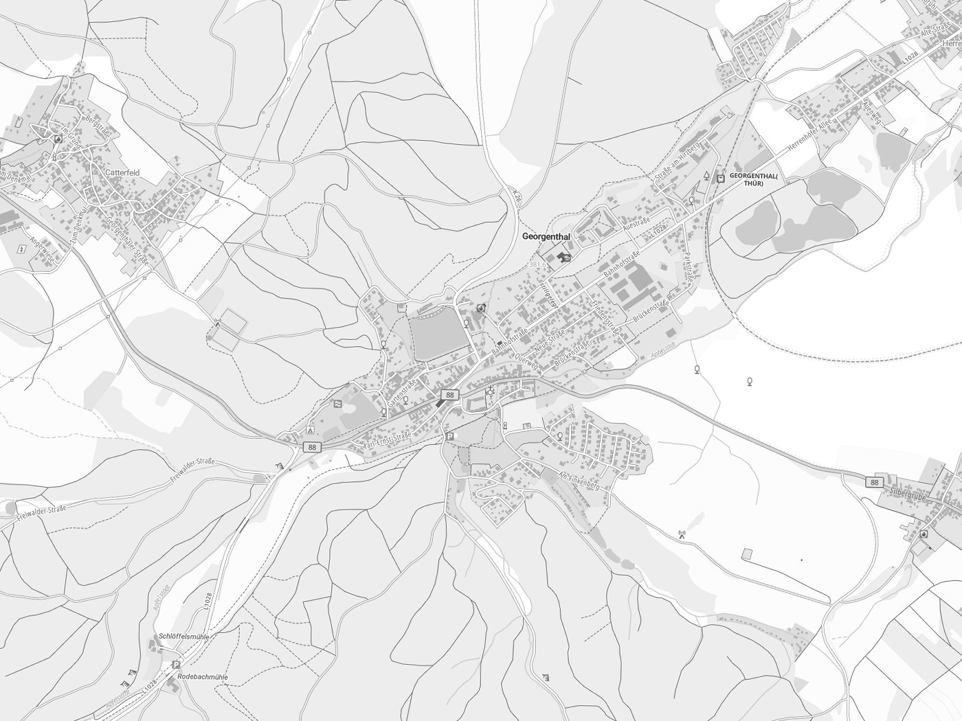 Kartenausschnitt Georgenthal mit Gewässern