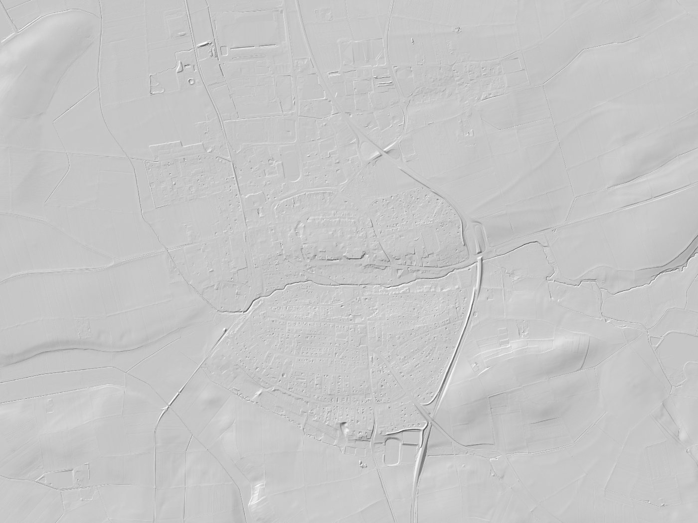 Geländeschummerung von Gerolzhofen