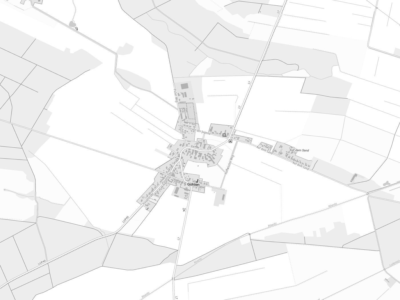 Kartenausschnitt Göhlen mit Gewässern