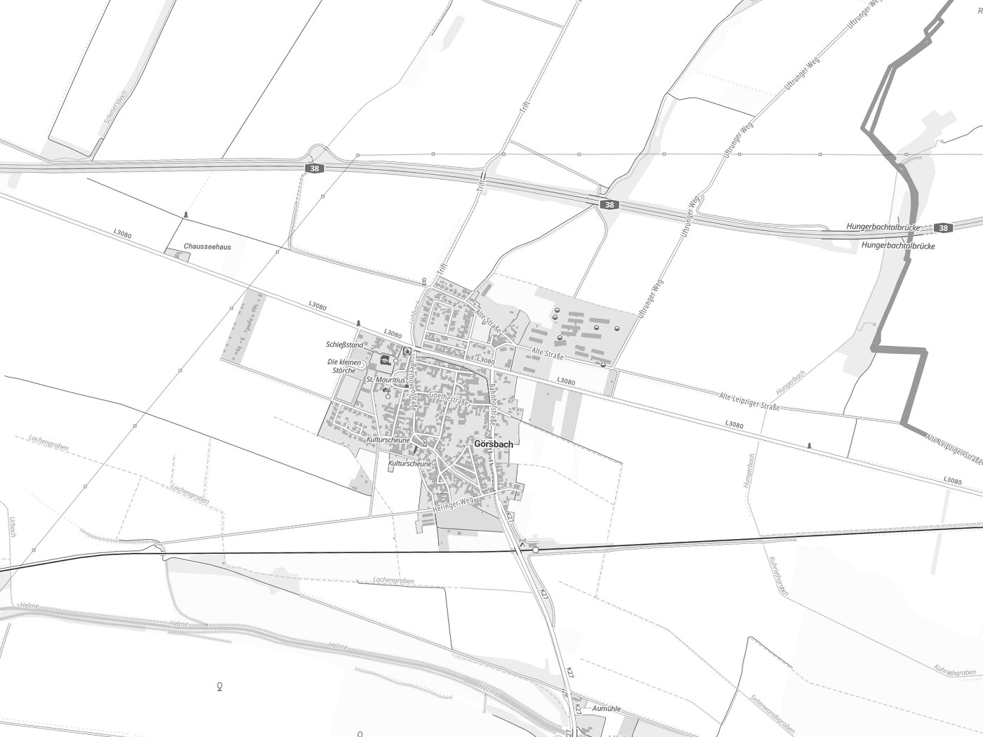 Kartenausschnitt Görsbach mit Gewässern