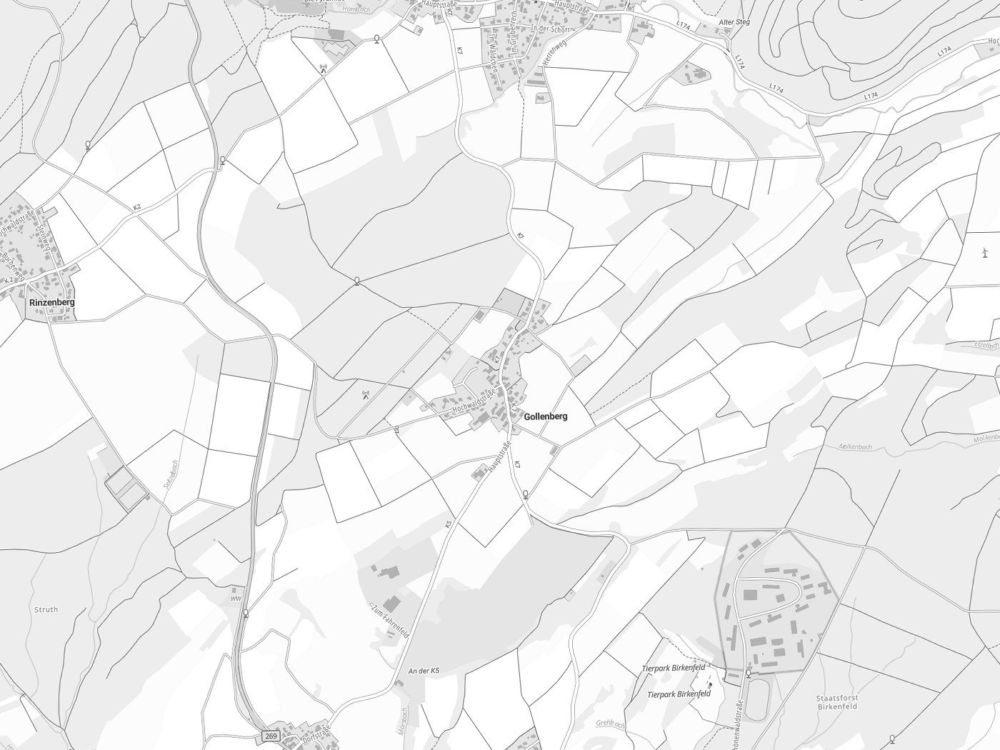 Kartenausschnitt Gollenberg mit Gewässern