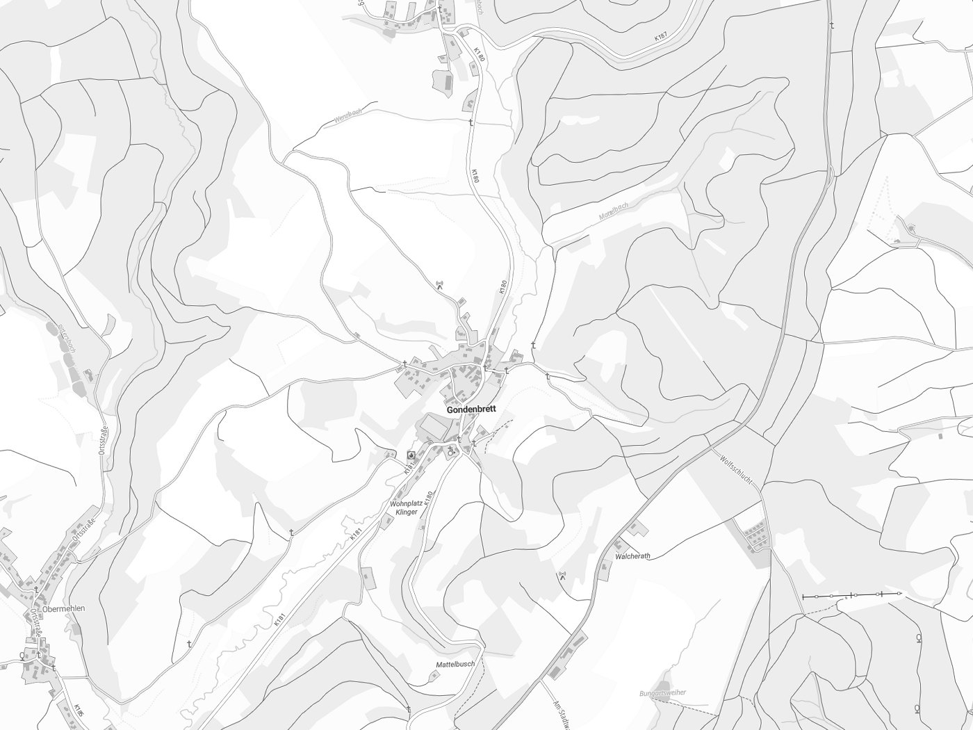 Kartenausschnitt Gondenbrett mit Gewässern