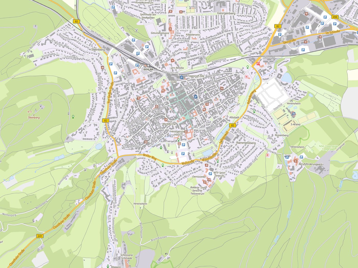 Kartenausschnitt Goslar mit Gewässern