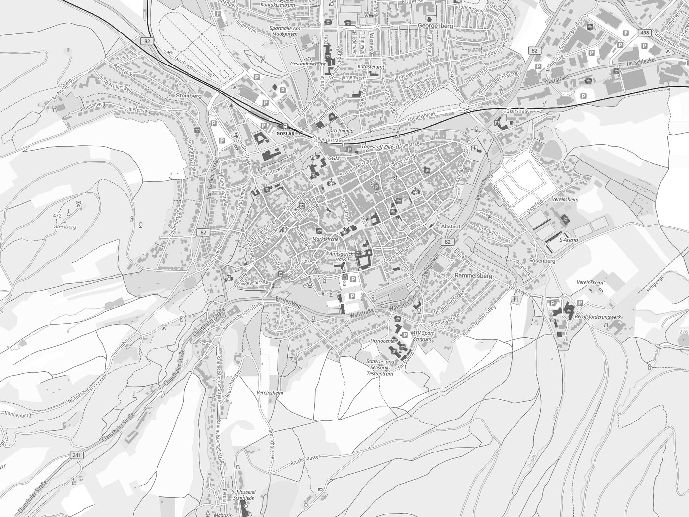 Kartenausschnitt Goslar mit Gewässern