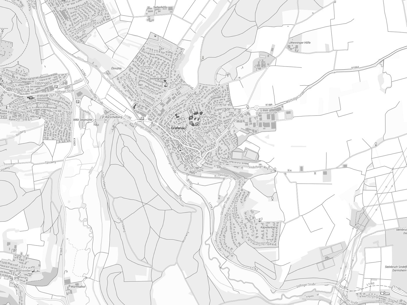 Kartenausschnitt Grafenau mit Gewässern