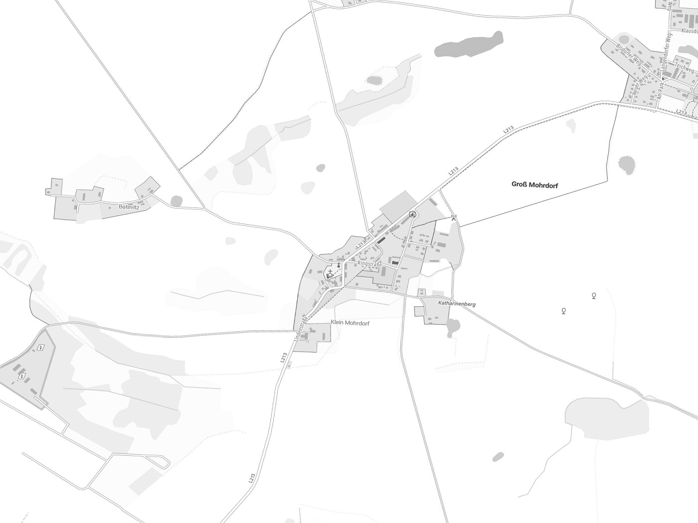 Kartenausschnitt Groß Mohrdorf mit Gewässern